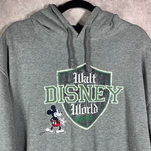Walt Disney World Hoodie Sweatshirt Mens‎ Large Gray Mickey Mouse Vacation